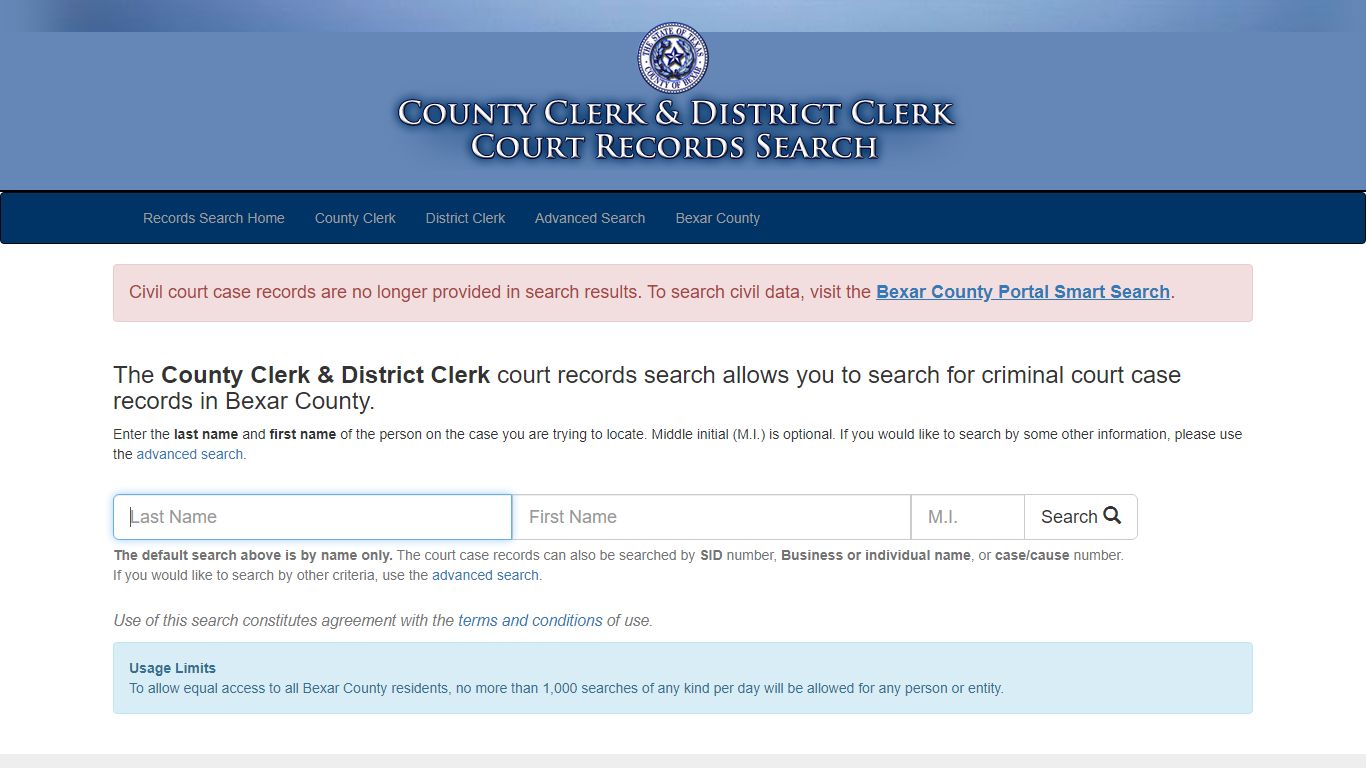 Court Records Search - Bexar County, Texas